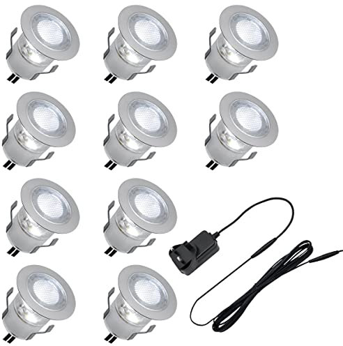Long Life Lamp Company Indoor LED Plinth Lights 30mm Round Cool White Cabinet Lights 6500k 10 Kit PL5CW