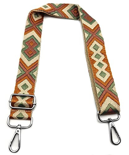 Schultergurt für Taschen Verstellbarer, Taschengurte zum Wechseln Grün-Rosa-Braun, 3.8cm Schulterriemen Breit mit Silber Karabiner, Umhängegurt für Taschen für Damen Taschen Handtaschen DIY, 4