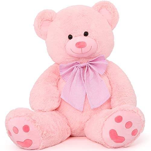 MorisMos Orso Peluche Gigante 120 Cm, XXL Rosa Orsacchiotto Morbido Peluche 1.2m Orsetto di Peluche Grande Teddy Bear Grandi Regalo per Bambini Fidanzata San Valentino Compleanno Deco