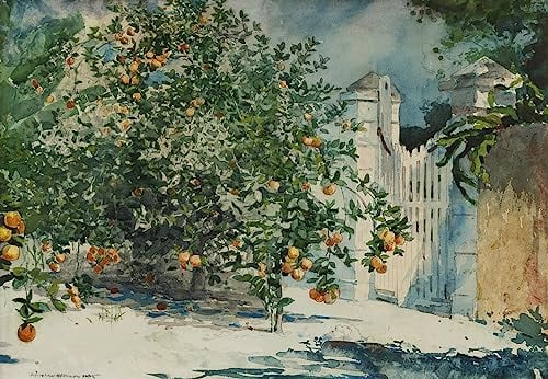 Leinwanddruck Und Poster Wand-Kunst Bild Reproduktion Orangenbäume und Tor von Winslow Homer für Wohnkultur 60x90cm