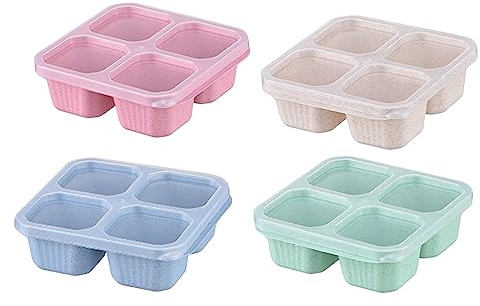 4er-Pack Snack-Behälter, Bento-Snack-Box, Wiederverwendbare Meal-Prep-Lunch-Behälter für über 3 Jahre Lebensmittel-Aufbewahrungsbehälter mit transparenten Deckeln Geschenkideen (Pink, One Size)
