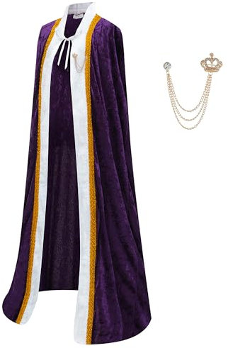 Regenboog Costume de roi pour homme et femme, costume de reine, cape de roi adulte, robe de sceptre couronne en métal, costume de seigneur Farquaad, Robe King Violet, Large