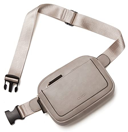 CLUCI Bauchtasche Damen PU Leder Gürteltasche Kleine Umhängetasche Verstellbarer Schultergurt Stylisch Brusttasche Sport Mode Hüfttaschen Grau