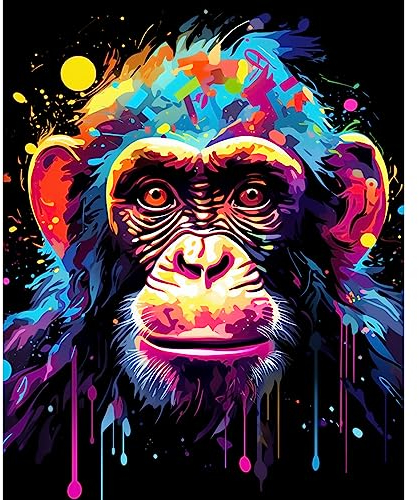 Tucocoo Graffiti AFFE Malen nach Zahlen Erwachsene, DIY Digitales Ölgemälde Kits auf Leinwand mit Pinseln und Acrylpigment, Tier Cartoon Stil Bunt für Home Wall Decor 40 x 50 cm (Rahmenlos)