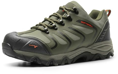NORTIV 8 Herren wasserdichte Wanderschuhe Low Top Leichte Outdoor Trekking Camping Trail Wanderschuhe,Size 44,Armee/Grün/Schwarz/Orange,160448_Low-W