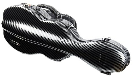 4/4 Full Size Violin case High-Strength Carbon Fiber Pear-Shaped Violin Music Bag With Combination Lock and Extra Bag Black Violin Hard Case (VB-Random type-Black Stripe spot)