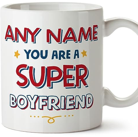 MUGFFINS Personalised Mug for Boyfriend - in English - You are Super - Funny Custom Gift - Ceramic 11oz Mug