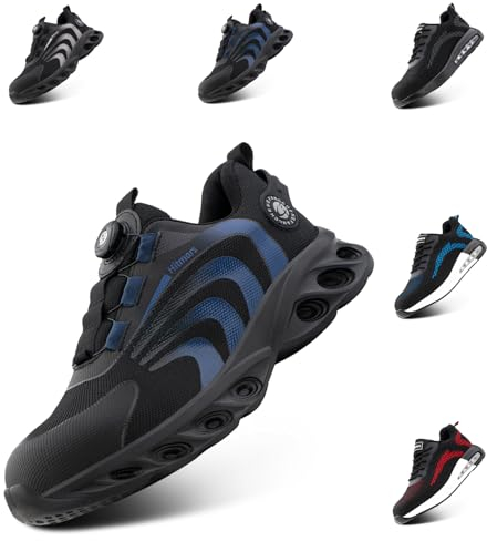 Hitmars Chaussures de Sécurité Hommes Chaussures de Travail Embout Acier Basket Securite Femmes Légère Confortable S1p S1 S2 S3 SRC Industrie Bleu HS23 GR.43