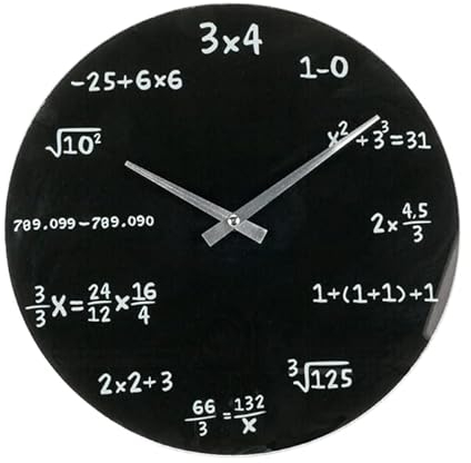 mucHome Wanduhr aus schwarzem Glas Mathematic Duchmesser ca. 35cm Uhr Glas-Uhr