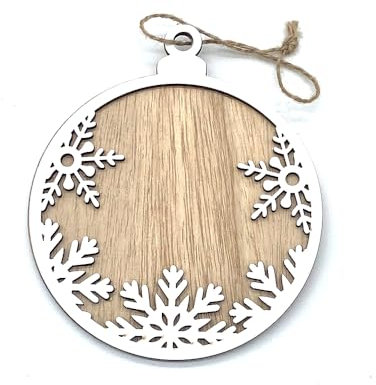 PLUS HOME Colgante de Navidad de Madera Personalizada con Nombre o Frase. Adornos navideños. Ornamento.Grabado láser,Espacio para Grabar de 3 Frase 6x15cm,4x1.5cm,6x1.5cm.