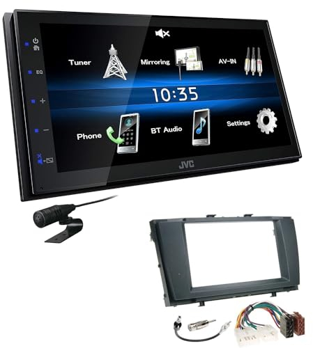 JVC KW-M25BT 2-DIN Autoradio Touchscreen Bluetooth kompatibel mit Android USB Mirroring passend für Toyota Avensis T27 ab 2009 schwarz