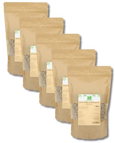 Sonnenblumenkerne von der Grünen Essenz - geschält - ungesalzen - schalenfrei - zum Kochen oder Backen Premium Qualität essbare Sonnenblumenkerne schmackhaft und groß (5000 Gramm)