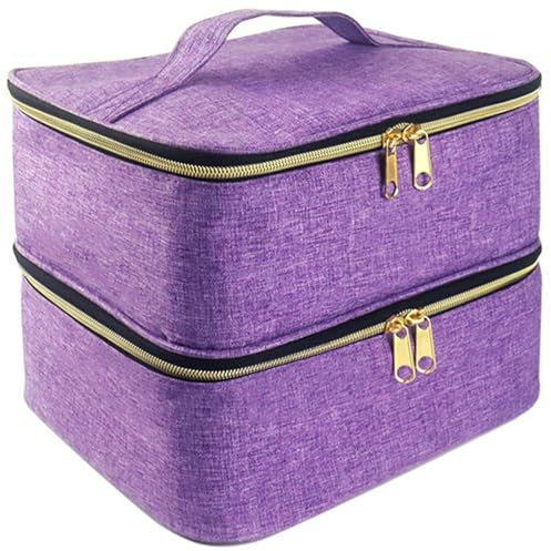 1PC Nail Polish Organiser Holds 30 Bottles (15ml/0.5 fl.oz) Nail Polish Organizer Case Nail Bag Nail Varnish Storage 2 Layers Detachable Nail Kit Bag with Adjustable Dividers for Manicure Set Purple