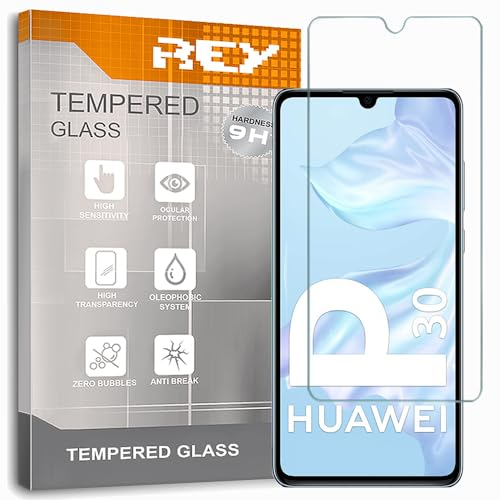REY 2X Protector Pantalla para Huawei P30, Cristal Vidrio Templado Premium