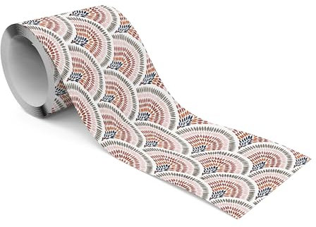 Muralo - Selbstklebende Bordüre - Tapetenbordüre Wandbördure - Dekorative Wandtatto für Wände, Möbel, Decken, Tapeten, Wandverkleidungen, Türen - Aquarell-Ornamente - Br.10cm x Hö.300cm