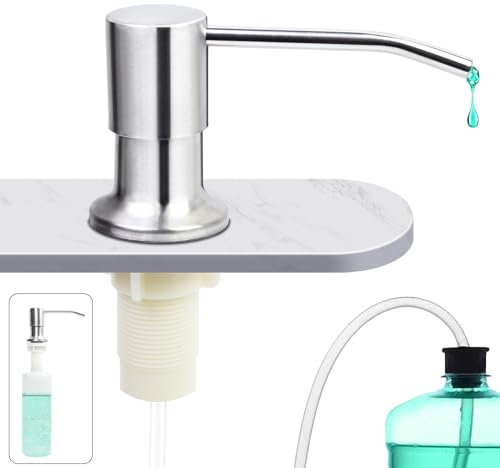 HUAERSICO Distributeur Savon Encastrable,Distributeur Savon Cuisine,Distributeur de Détergent pour Évier avec Bouteille de 350ML,Diffuseur Pompe Liquide, Caché Distributeur Liquide Vaisselle