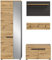 furnling Garderobenkombination Cano, aus FSC-zertifiziertem Holzwerkstoff, Garderoben-Set 3-teilig aus Garderobenschrank, Sitzbank, Garderobenpaneel, naturfarben und grau, 160 x 190 x 37 cm