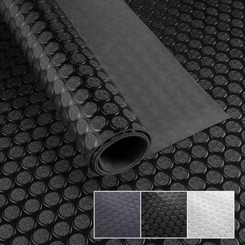 PVC Bodenbelag Meterware 1,5mm Antirutschmatte Bodenmatte geruchslos Noppenmatte Riffelblechmatte Tränenblech Karo Dionis rutschfest Noppen Schwarz 1000x100cm