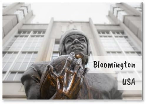 Bloomington in USA Statue of Football Payer mit Hand und in hellem Fokus, aber Rest der Statue und des Stadions hinter verschwommenem – Hoosiers, Kühlschrankmagnet