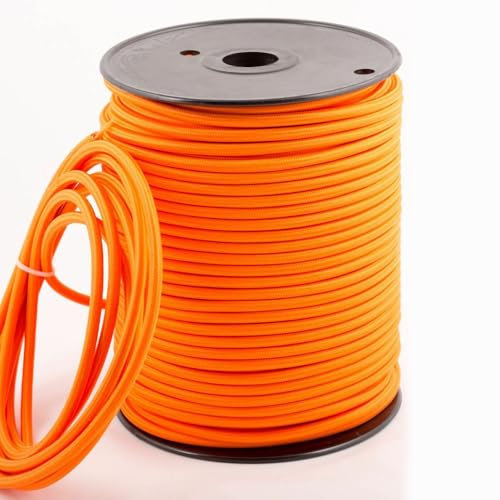 DC VOLTAGE 5m Orange Vintage 3 Core Round Cable Fabric Cloth Covered Electrical Wire, 16.4ft 3 Conductors 18 Gauge Textile Electric Cable Wire Coated in Colored Vintage for Lighting DIY Project