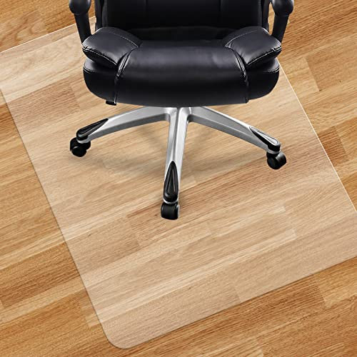 BesWin Office Chair Mat for Hard Floors, 76.2x122cm Clear Computer Desk Chair Protection Mat for Wooden/Tile Floor, Heavy Duty Transparent Floor Protector for Home & Office, Easy to Clean