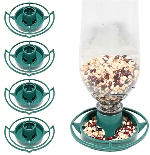 4 Pack Bottle Top Hanging Wild Bird Seed Feeder Kit - Convert Drink Bottles to Bird Feeders | Ideal for Recycling & Garden Birdwatching**