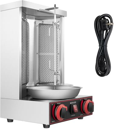 Hanmorfarbi Kommerzieller Elektrischer Gasgrill Den Nahen Osten, Automatischer Brasilianischer TüRkischer Grill, Vertikaler Grill Mit 2 Brennern, GrillköRper Aus Edelstahl füR Restaurants