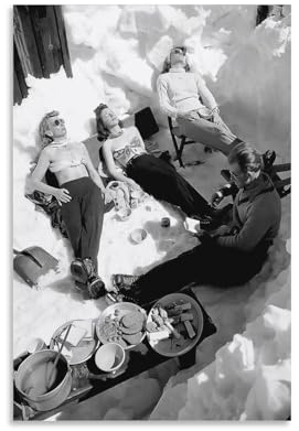 QZFNCOYU Kunstposter im Vintage-Stil, Après-Ski, Schwarz-Weiß, Leinwandposter, Wandkunst, Dekordruck, Bild Gemälde für Wohnzimmer, Schlafzimmer, Dekoration, 20 x 30 cm