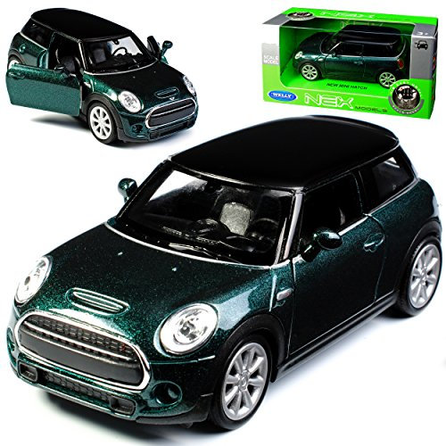 Welly Mini Cooper S F56 New Hatch 3 Türer Dunkel Grün mit Schwarzem Dach Ab 2014 ca 1/43 1/36-1/46 Modell Auto mit individiuellem Wunschkennzeichen