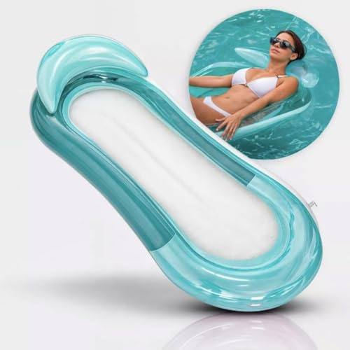 Materassino Gonfiabile Da Mare Con Cuscino 160x84 cm - Materassino Mare Con Rete Sospesa Confortevole, Fino a 250 Libbre, Relax in Piscina, Mare e Lago - Ideale Come Amaca Da Mare (BLU)