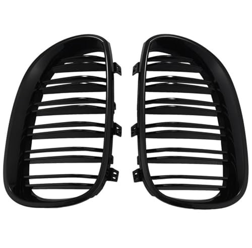DZSYBUIGB Auto Stoßstangengrill 3X glänzend schwarzer Auto-Frontnierengrill für 5er E60 E61 für M5 520I 535I 550I 2003–2010 Limousine Nebelscheinwerfer Gitter