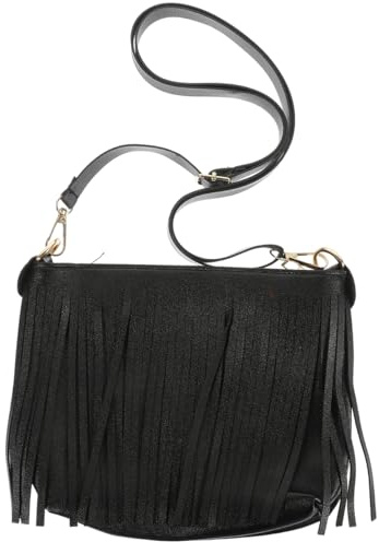 JEWEDECO Fringe Crossbody Shoulder Bag with Strap, Tassel Messenger bag, Western Fringe Cowgirl Purses Pu Material Handbag for Women