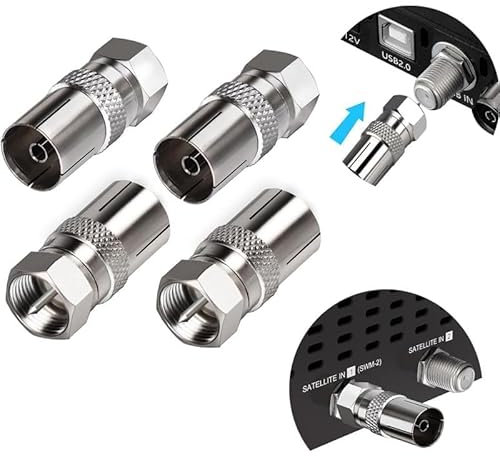 GQunit 4Pcs Aerial Connectors,TV Aerial Connector F Male to TV Female for TV Ariel Connections Coaxial Cable Connectors Satellite Cable Connectors