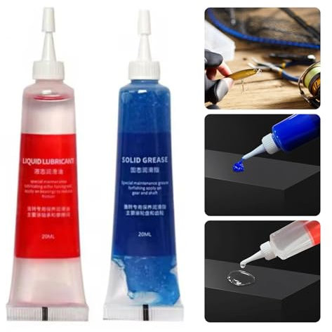 Angelrollen-Fett- und Öl-Set, 2-teilig, Öl- und Fettlagerfett, Angelausrüstung, geeignete Angelreinigung, Wartung