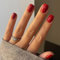 KQueenest Red Press on Nails Short Square, Short False Nails Coffin, Glossy Solid Small Wine Red Fake Nails Set, Perfectly Fit, Reusable Gel Stick on Nail for Women Daily Wear 24 Pcs