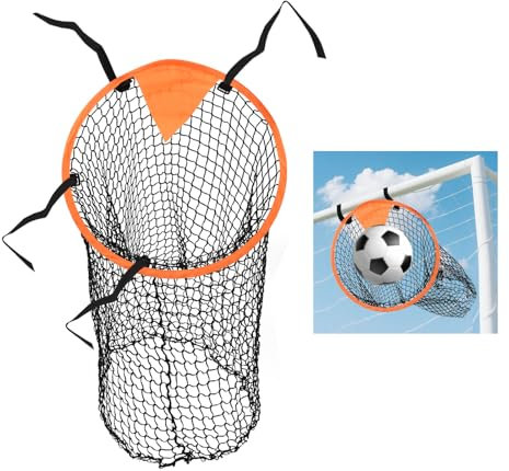 Zequech 2 Pieces Socket Top Bins Target Net for Football Goal Training - Aids for Corner, Free & Long - Range Shots. Buckle - Adjustable Rope Strap, Orange Bullseye for Precise Training