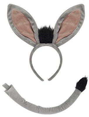 ohodhmnu Eselsschwanz Kostüm mit Eselskopf, Stirnband, Nase, Handschuh, Rock, Fliege, Halloween Kostüm für Kinder