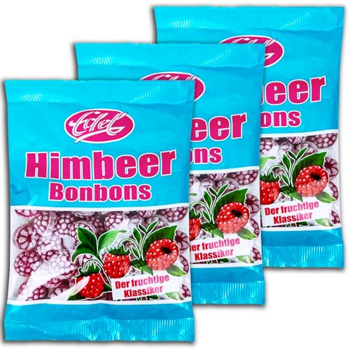 3 er Pack Himbeer Bonbons 3 x 120g Hartkaramellen mit Himbeer-Geschmack