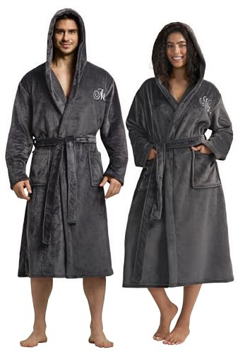 AW BRIDAL 2 x Bademäntel für Paare, Fleece, passende lange Kapuzenmäntel für Männer und Frauen, für Sie und Ihn, Hochzeitsgeschenke