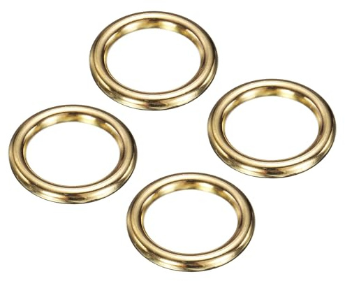 PATIKIL Metall O Ring 4 Stück 1 2 Zoll Außendurchmesser 0 8 Zoll Innendurchmesser 4 5 Mm Dick Nahtlos Massiv Rund Messing O Ringe Für Hundeleinen Taschen Gürtel DIY Basteln Gold