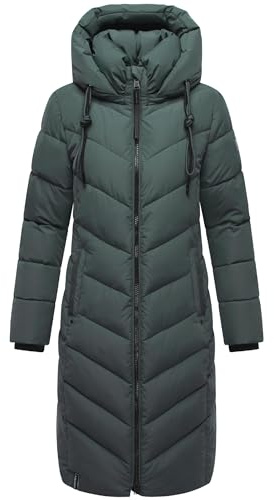 Navahoo Damen Winter-Steppmantel Sahnekatzii XIV, große Kapuze abnehmbar | Länge: knielang | Wärmegrad 3 von 3 – extra warm | wasserabweisend | abnehmbare große Kapuze