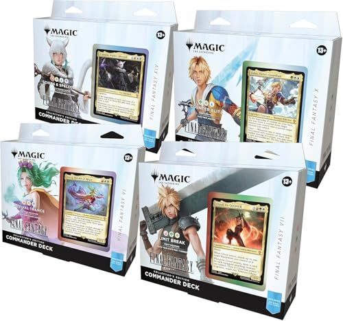 Magic: The Gathering - Paquete de baraja de Comandante Edición Coleccionista de Final Fantasy - Incluye las 4 barajas de papel de aluminio Surge