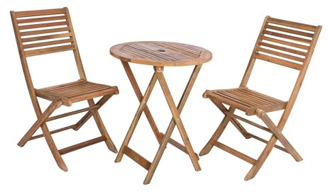 DELUKE Balkonmöbel-Set Amelia - Akazie, Braun, Teak-Optik | Balkon-Set Gartenmöbel-Set Sitzgruppe für Balkon Balkonstuhl Balkontisch