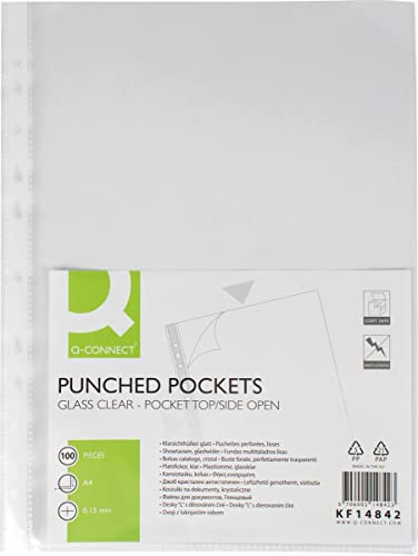 Q-Connect KF14842 Prospekthüllen, A4, 100 Stück glasklar, 0.15 mm