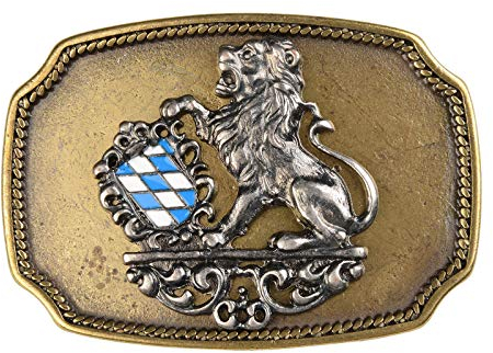Unbekannt Bayrische Gürtelschnalle Bayern Wappen Tracht : Gürtelschliesse Landeswappen - Buckle eckig Bayern Farbe: messing
