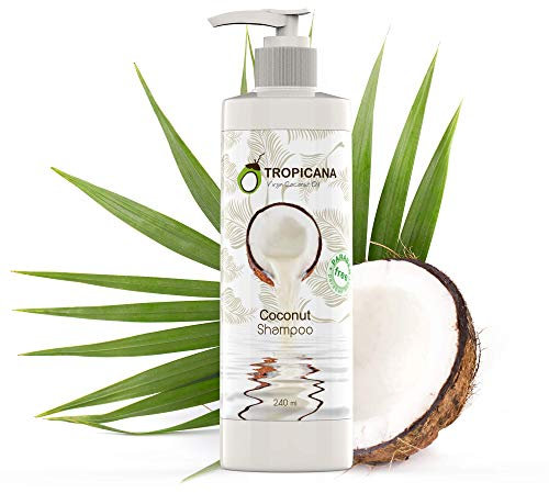 Tropicana Oil Kokos Shampoo mit Nativem Kaltgepresstem Bio Kokos Öl 240ml Ginseng Extrakt & Nelkenöl Vegan Natur Kosmetik Cocos Shampoo ohne Sulfate Parabene und Silikone Shampoo Naturkosmetik Repair