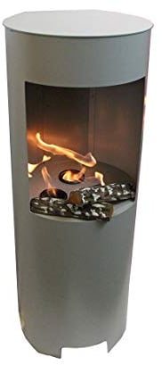 Ethanolkamin Gelkamin Höhe:100cm / Breite:37cm / Tiefe: 35 cm/freistehende Säule Kamin Silber Inklusive: 3 x Brennstoff-Behälter/Betrieb mit Bioethanol oder Brenngel