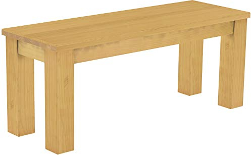 Sitzbank 110 cm Rio Classico Eiche hell Pinie Massivholz Esszimmerbank Küchenbank Holzbank - Größe und Farbe wählbar Brasilmöbel