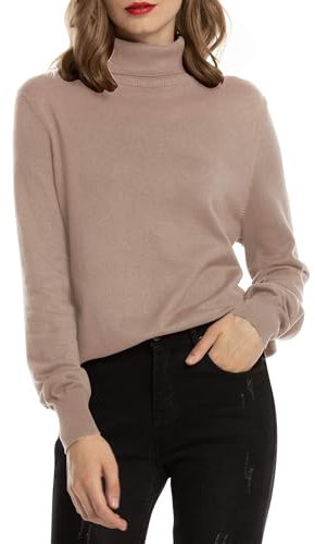 Woolen Bloom Women Polo Neck Jumper Ladies Turtleneck Sweater Long Sleeve Chunky Knit Tops Pullover Knitwear Sweatshirt Camel