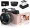 VETEK Fotocamere digitali per fotografia, fotocamera 4K 48MP Vlogging 16X, zoom digitale 16x, messa a fuoco manuale, fotocamera compatta per studenti con obiettivo grandangolare da 52 mm e obiettivo